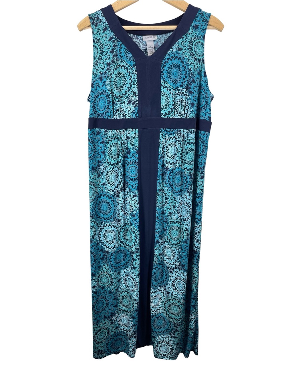 Catherine’s Women’s Size 1X (18/20W) Blue Boho Print Tank Dress